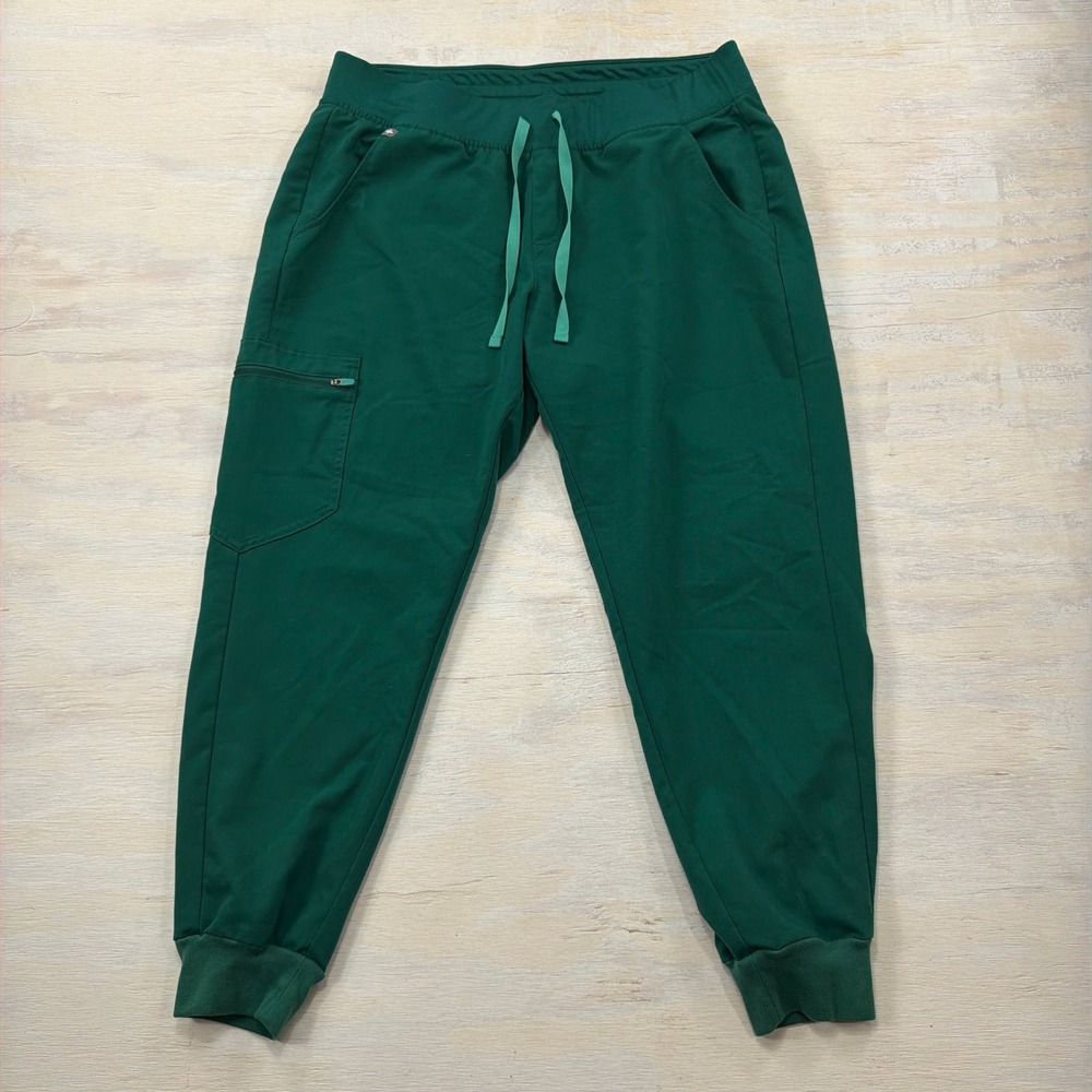 FIGS Scrub Pants Zamorra Jogger Cargo Pockets Green Womens Size Large Petite